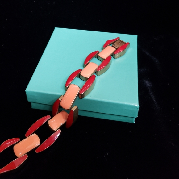 Enamel on brass chain link bracelet - Picture 1 of 1